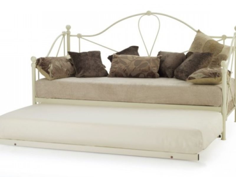Serene Lyon 3ft Single Ivory Metal Day Bed With Under Bed