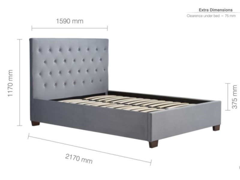 Birlea Cologne 5ft Kingsize Grey Fabric Bed Frame