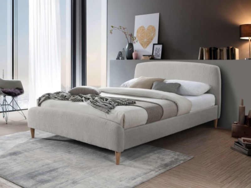 Grey fabric double bed frame discount