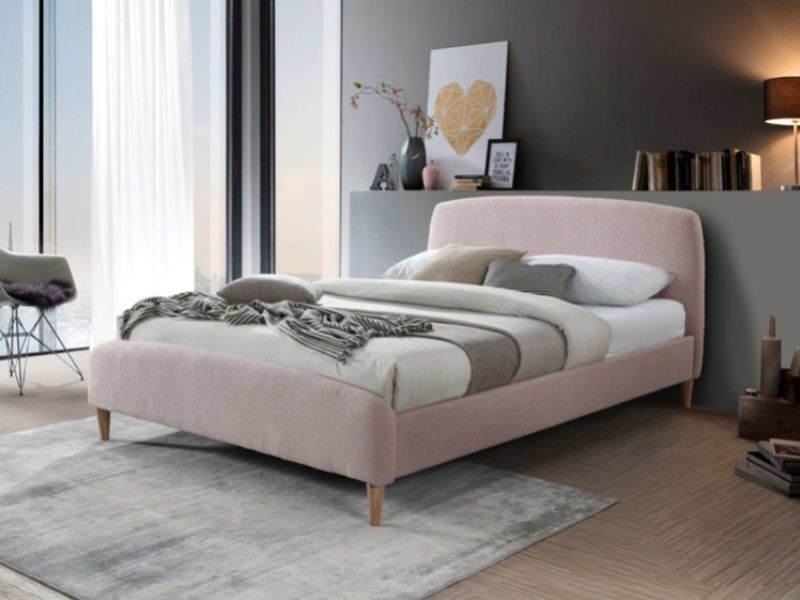 Birlea Otley 5ft Kingsize Blush Pink Teddy Fabric Bed Frame