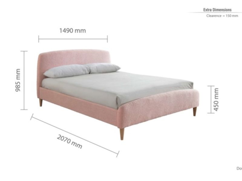 Birlea Otley 4ft6 Double Blush Pink Teddy Fabric Bed Frame