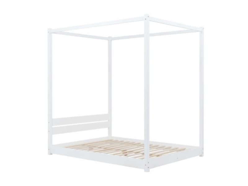 Birlea Darwin 4ft6 Double White Wooden 4 Poster Bed Frame