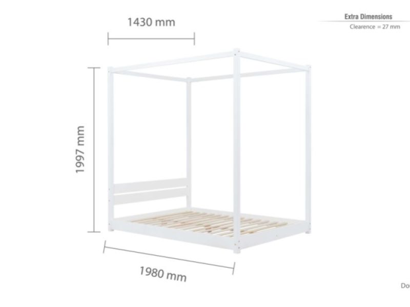 Birlea Darwin 4ft6 Double White Wooden 4 Poster Bed Frame