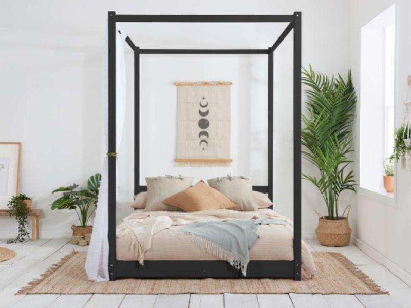 Birlea Darwin 4ft6 Double Black Wooden 4 Poster Bed Frame