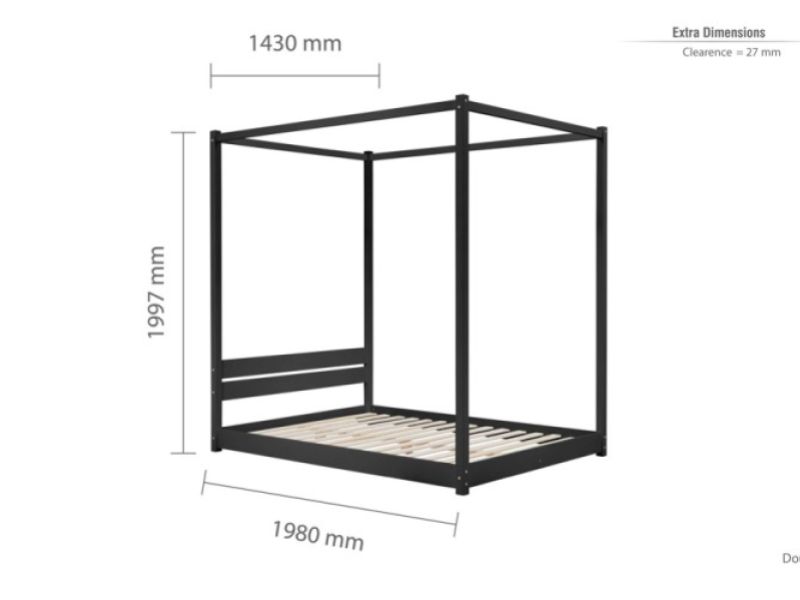 Birlea Darwin 4ft6 Double Black Wooden 4 Poster Bed Frame