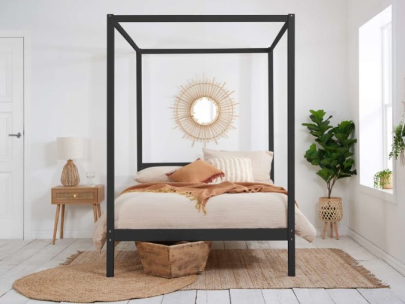 Birlea Mercia 4ft6 Double Black Wooden 4 Poster Bed Frame