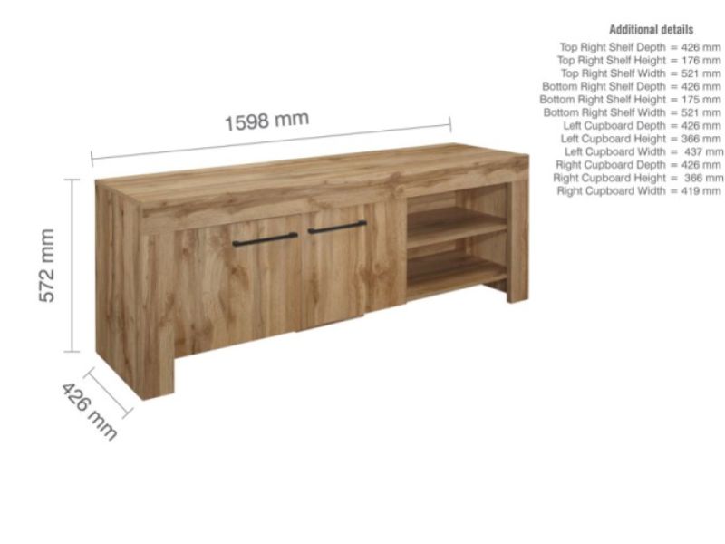 Birlea Compton Oak Finish TV Unit