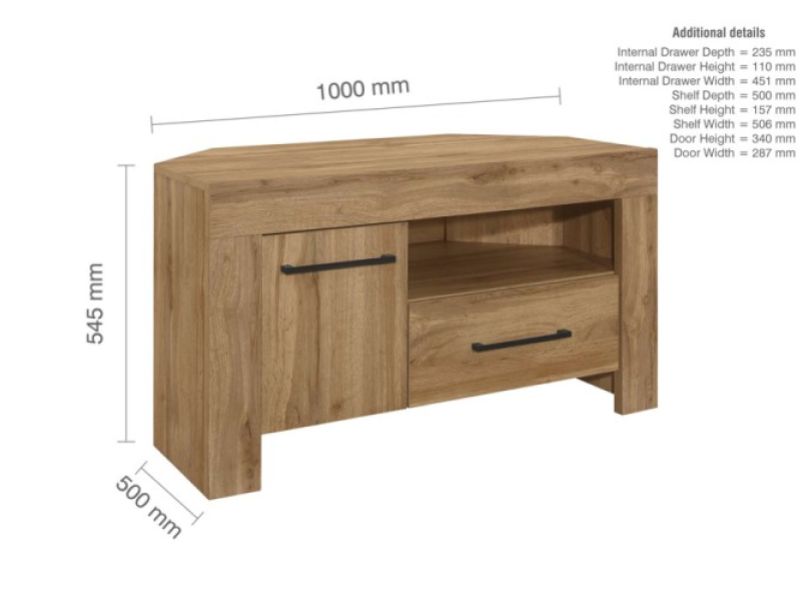 Birlea Compton Oak Finish Corner TV Unit