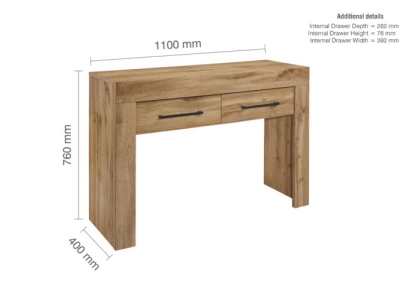 Birlea Compton Oak Finish 2 Drawer Console Table