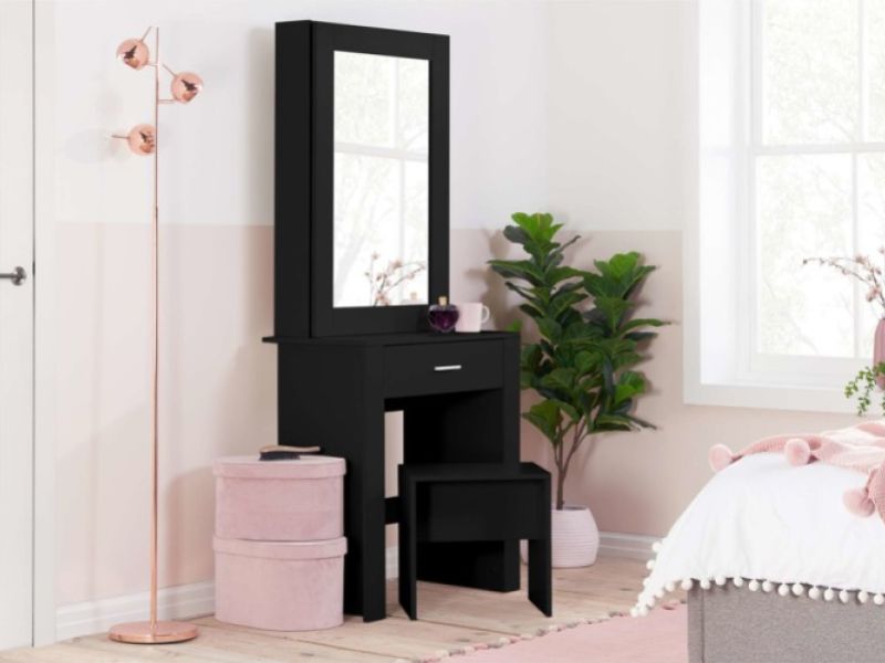 Birlea Evelyn Black Dressing Table With Sliding Mirror