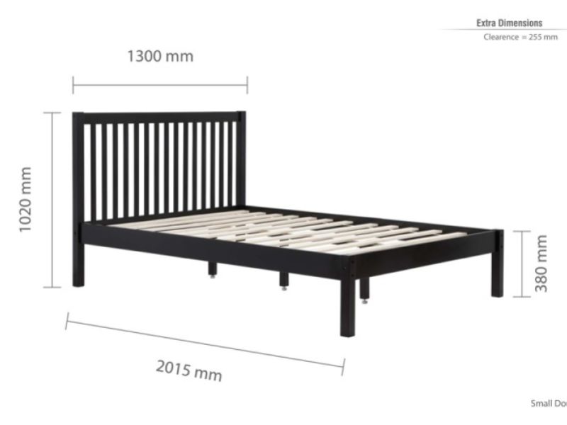 Birlea Nova 4ft Small Double Black Wooden Bed Frame