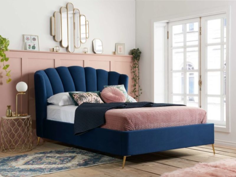 Birlea Lottie 5ft Kingsize Midnight Blue Fabric Ottoman Bed Frame