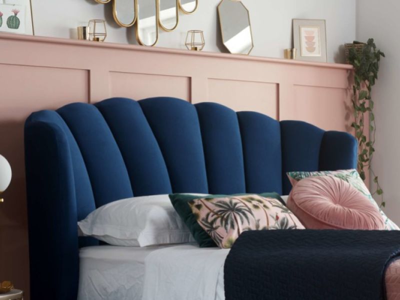Birlea Lottie 5ft Kingsize Midnight Blue Fabric Ottoman Bed Frame