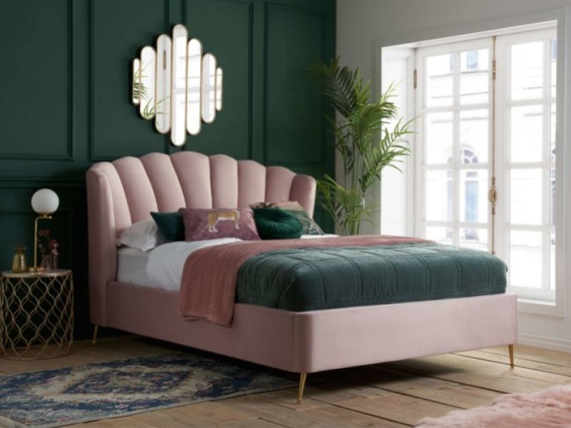 Blush pink double clearance ottoman bed