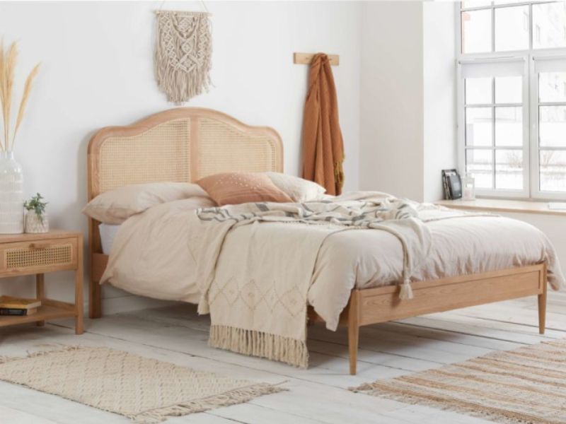 Birlea Leonie Oak And Rattan 4ft6 Double Bed Frame