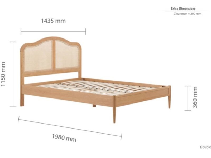 Birlea Leonie Oak And Rattan 4ft6 Double Bed Frame