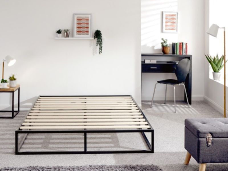 GFW Platform 4ft6 Double Black Metal Bed Frame