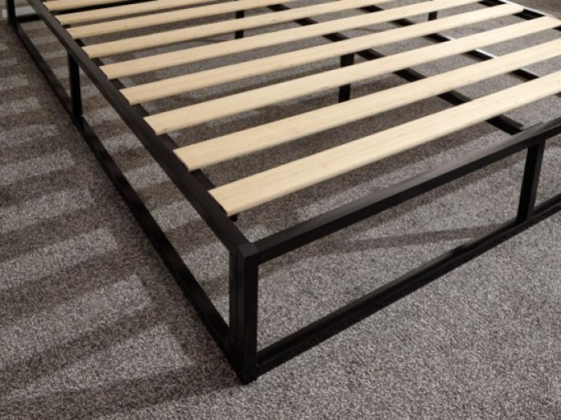 GFW Platform 4ft6 Double Black Metal Bed Frame