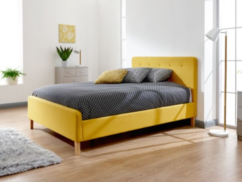 GFW Ashbourne 4ft6 Double Mustard Fabric Bed Frame