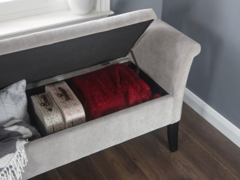 GFW Balmoral Ottoman Storage Window Seat In Silver Fabric