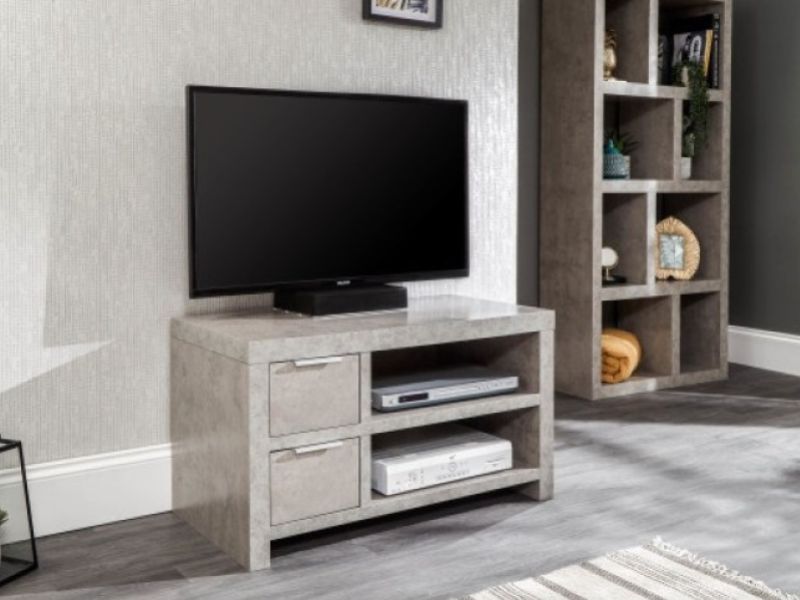 GFW Bloc 2 Drawer TV Unit In Concrete Grey