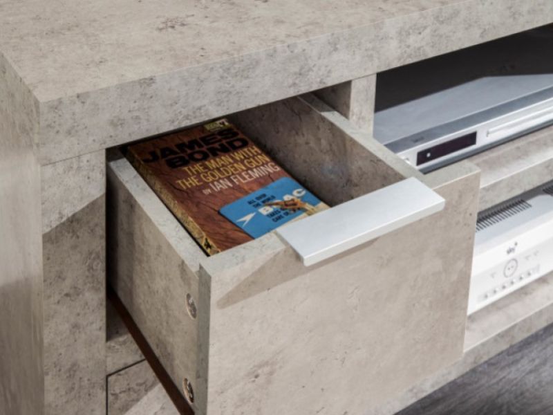 GFW Bloc 2 Drawer TV Unit In Concrete Grey