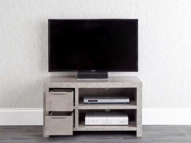 GFW Bloc 2 Drawer TV Unit In Concrete Grey