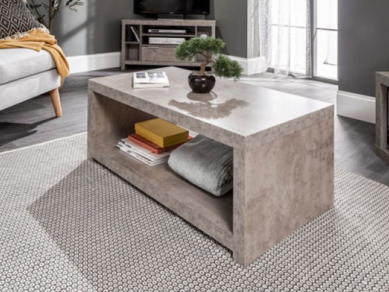 GFW Bloc Coffee Table With Shelf In Concrete Grey