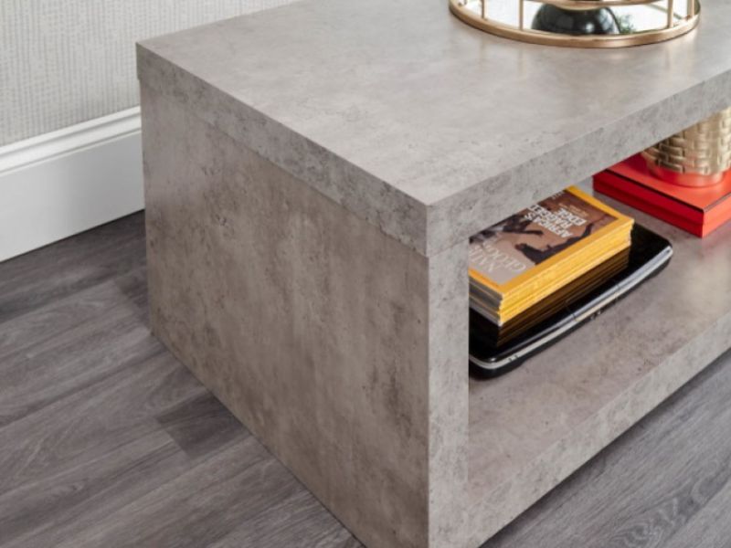 GFW Bloc Coffee Table With Shelf In Concrete Grey