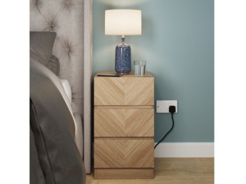 GFW Catania 3 Drawer Bedside In Euro Oak