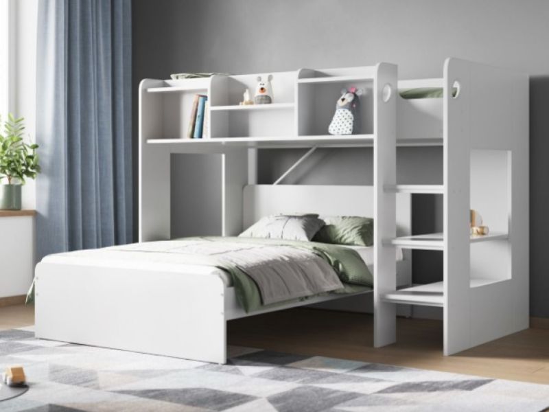 Flair Furnishings Wizard L Shape Triple Sleeper Bunk Bed In White