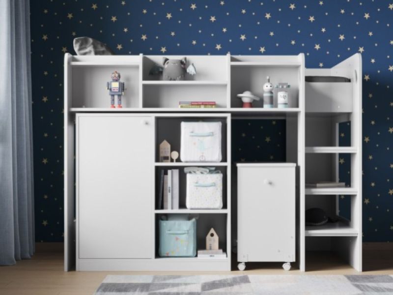 Flair Furnishings Wizard Junior White High Sleeper Workstation