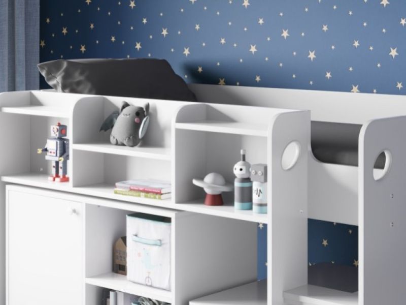 Flair Furnishings Wizard Junior White High Sleeper Workstation