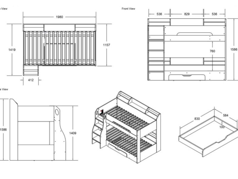 Flair Furnishings Flick Grey Bunk Bed