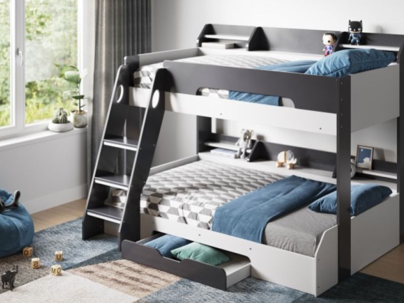 Flair Furnishings Flick Grey Finish Triple Sleeper Bunk Bed