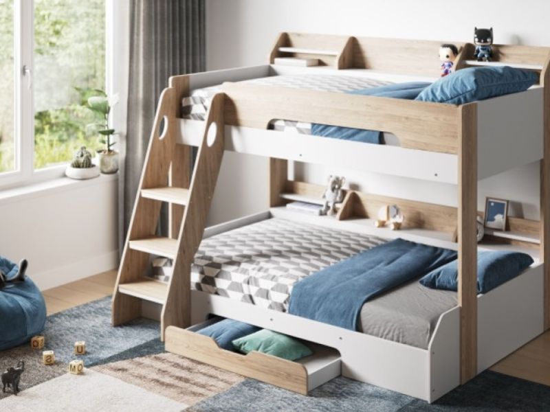 Flair Furnishings Flick Oak Finish Triple Sleeper Bunk Bed