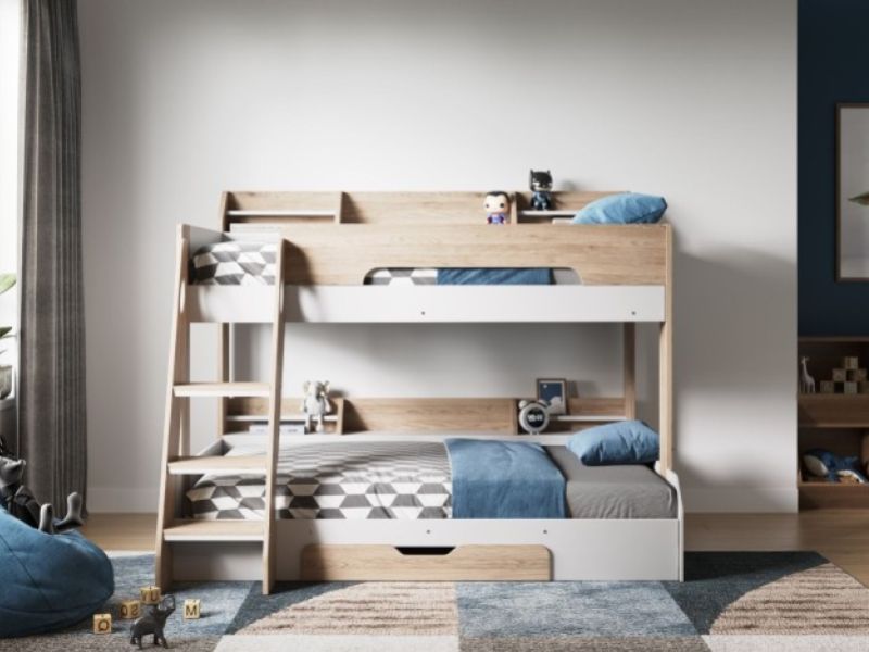 Flair Furnishings Flick Oak Finish Triple Sleeper Bunk Bed