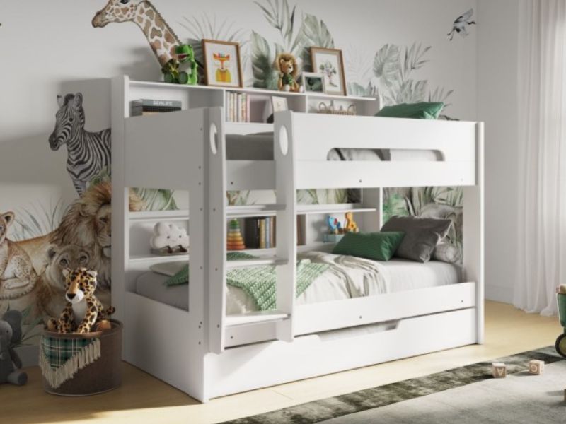 Flair Furnishings Interstellar White Bunk Bed With Trundle