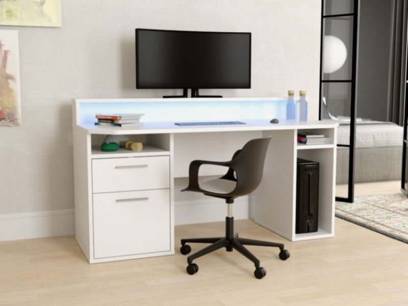 Flair Furnishings Power Z Gaming Desk In White