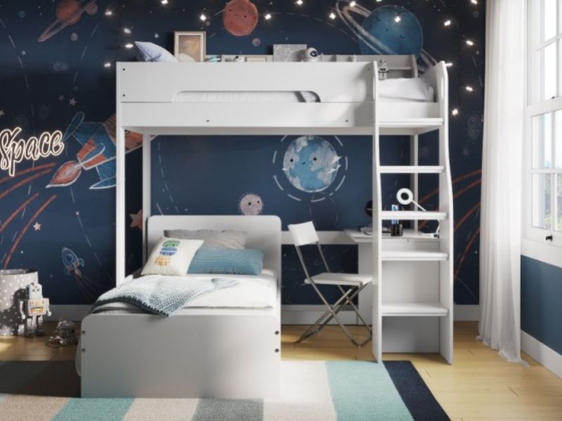 Flair Furnishings Cosmic White L Shaped Bunk Bed