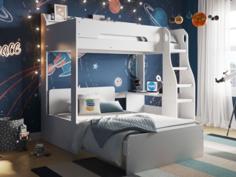 Flair Furnishings Cosmic White L Shaped Triple Sleeper Bunk Bed