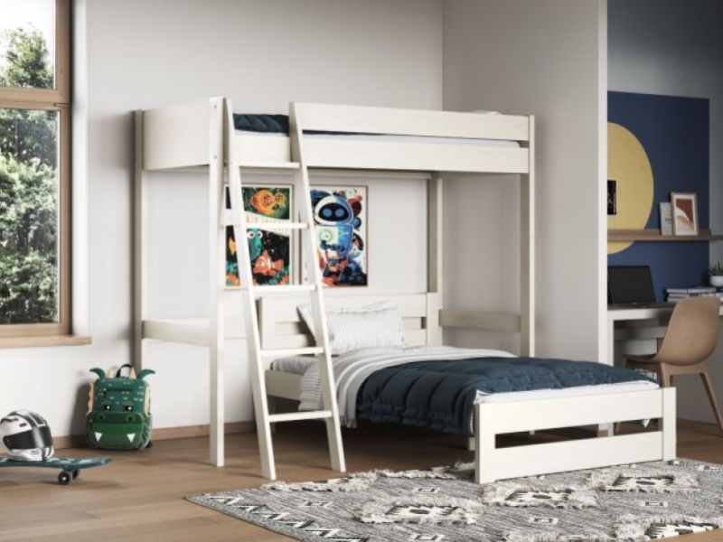 Noomi Tera White Wooden L Shaped Highsleeper Bunk Bed (With Small Double)