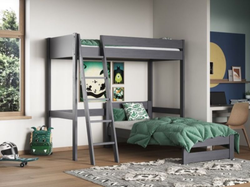 Noomi Tera Grey Wooden L Shaped Highsleeper Bunk Bed (Single)