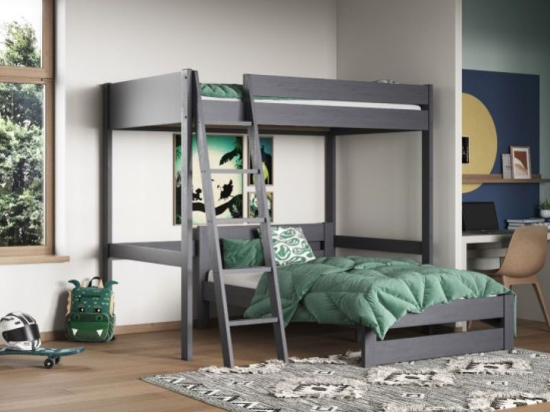 Noomi Tera Grey Wooden Small Double L Shaped Highsleeper Bunk Bed (With Small Double)