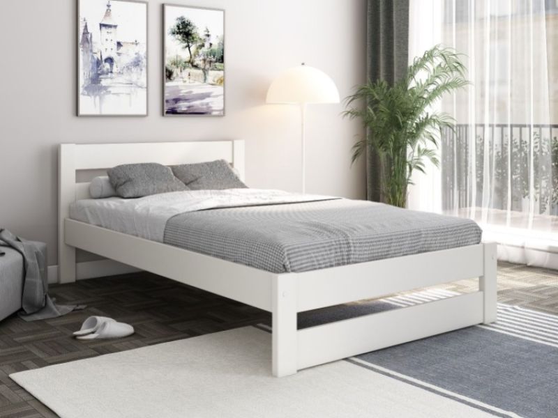 Noomi Tera 4ft Small Double White Wooden Bed Frame