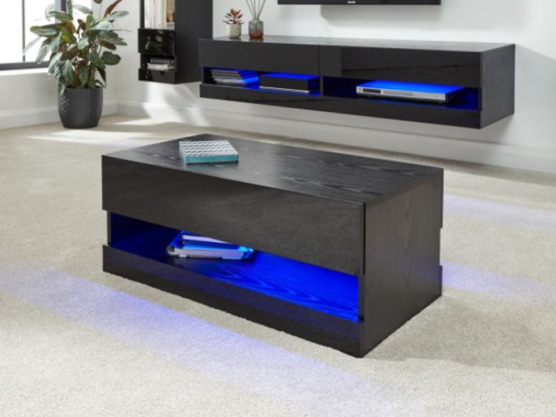 GFW Galicia Black Gloss LED Coffee Table