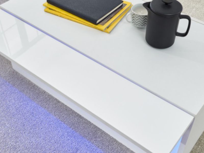 GFW Galicia White Gloss LED Coffee Table