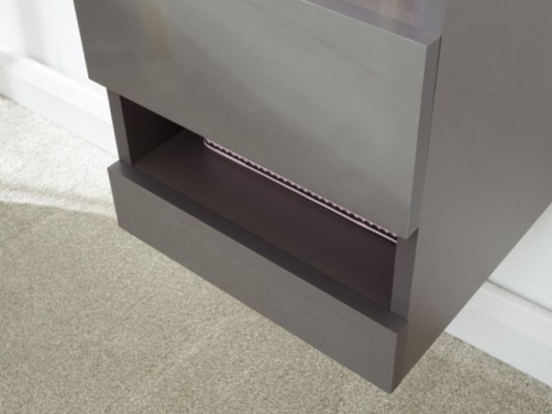 GFW Galicia Grey Gloss LED Wall Hanging Shelf Unit