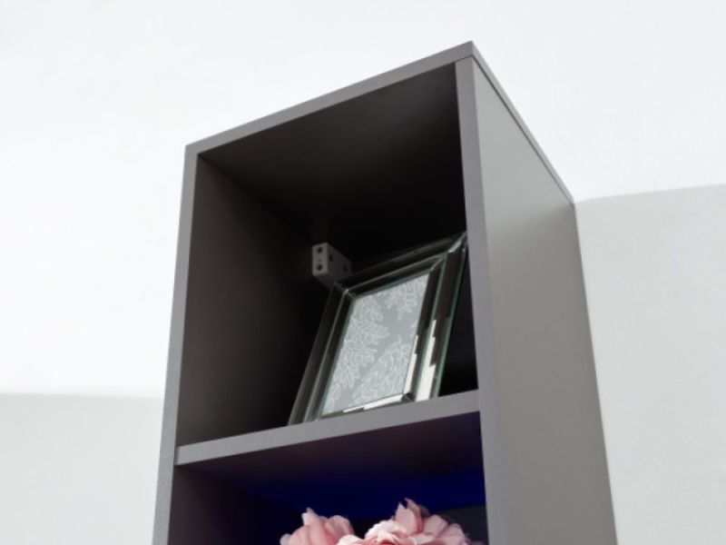 GFW Galicia Grey Gloss LED Wall Hanging Shelf Unit