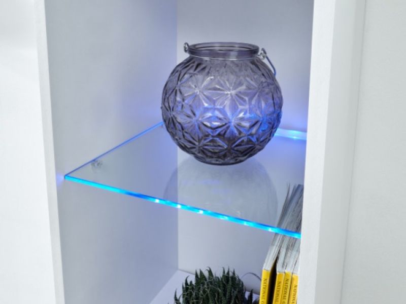 GFW Galicia White Gloss LED Wall Hanging Shelf Unit